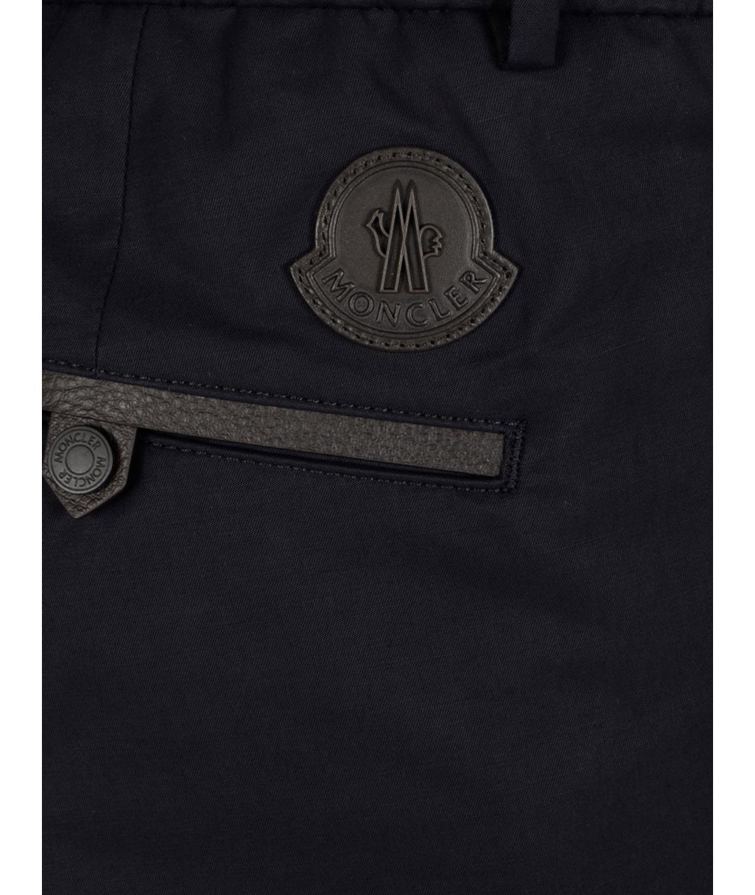 MONCLER Синие хлопковые повседневные брюки, фото 3