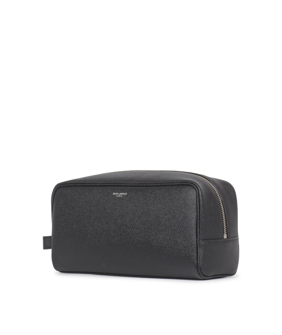 SAINT LAURENT Черная кожаная барсетка, фото 2
