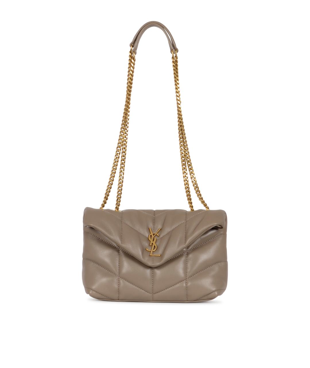 SAINT LAURENT Бежевая кожаная сумка через плечо, фото 1
