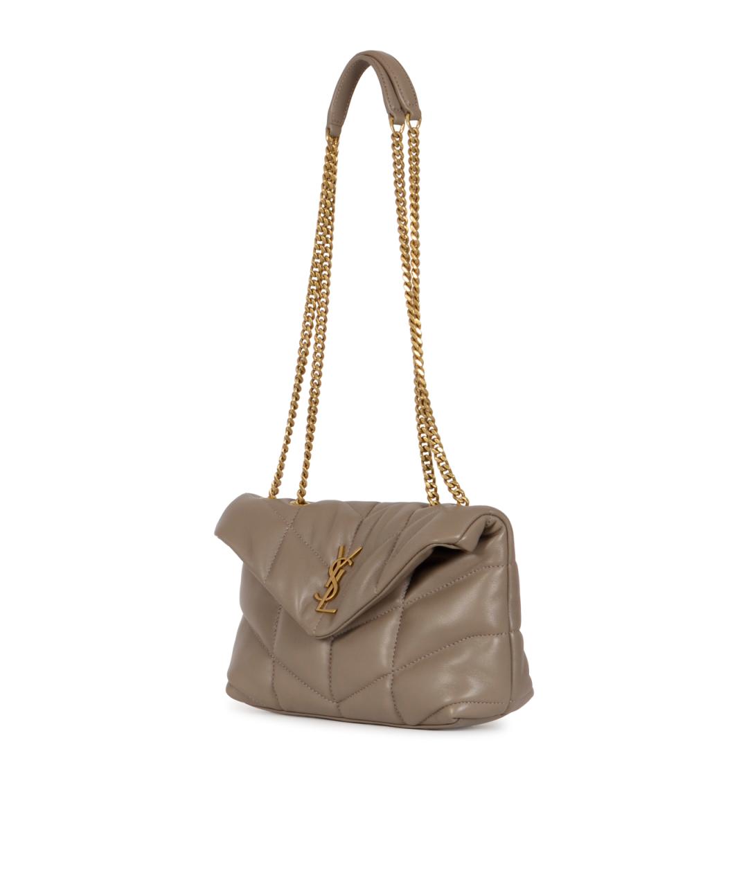 SAINT LAURENT Бежевая кожаная сумка через плечо, фото 2