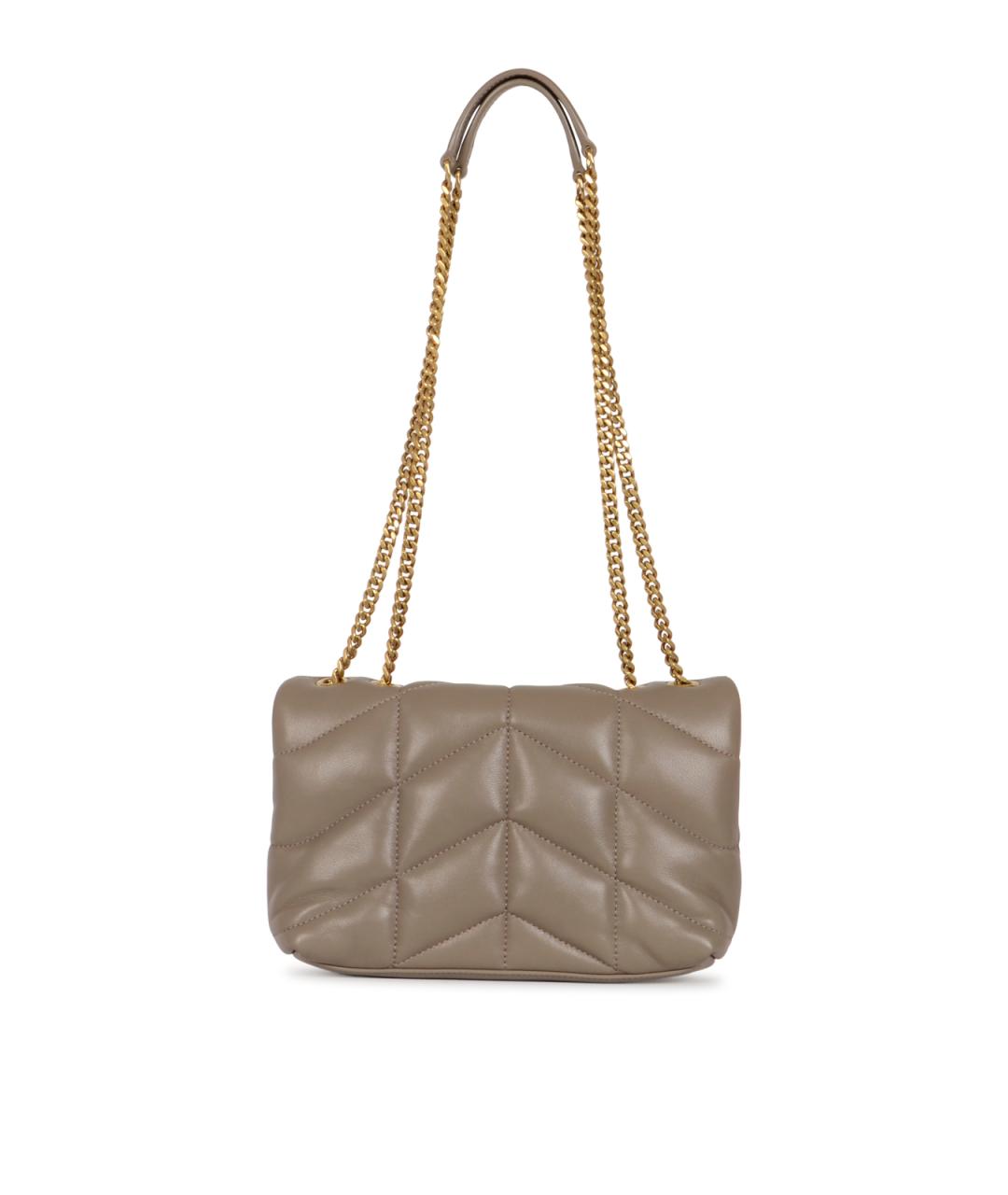 SAINT LAURENT Бежевая кожаная сумка через плечо, фото 3