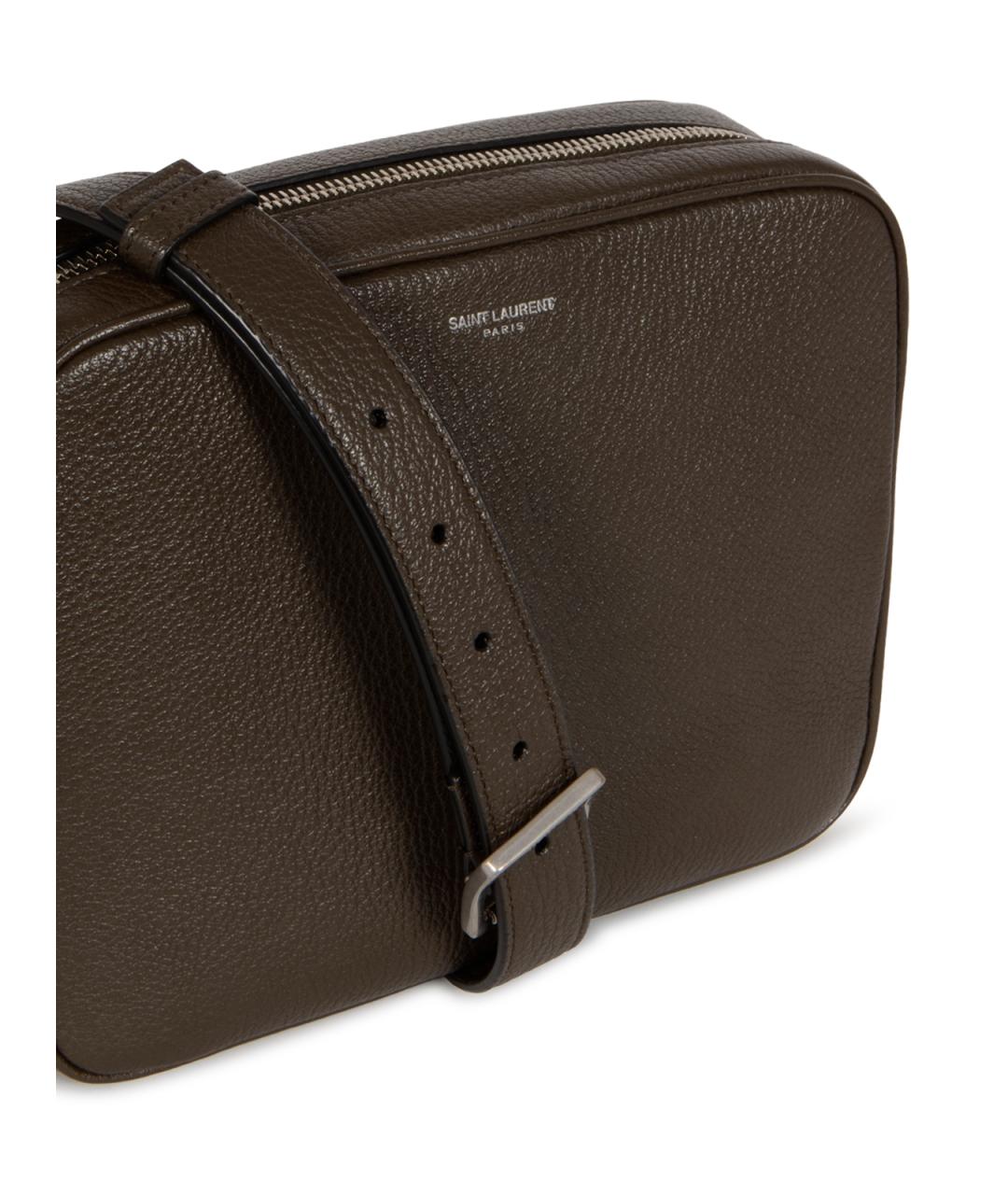 SAINT LAURENT Коричневая кожаная сумка на плечо, фото 4