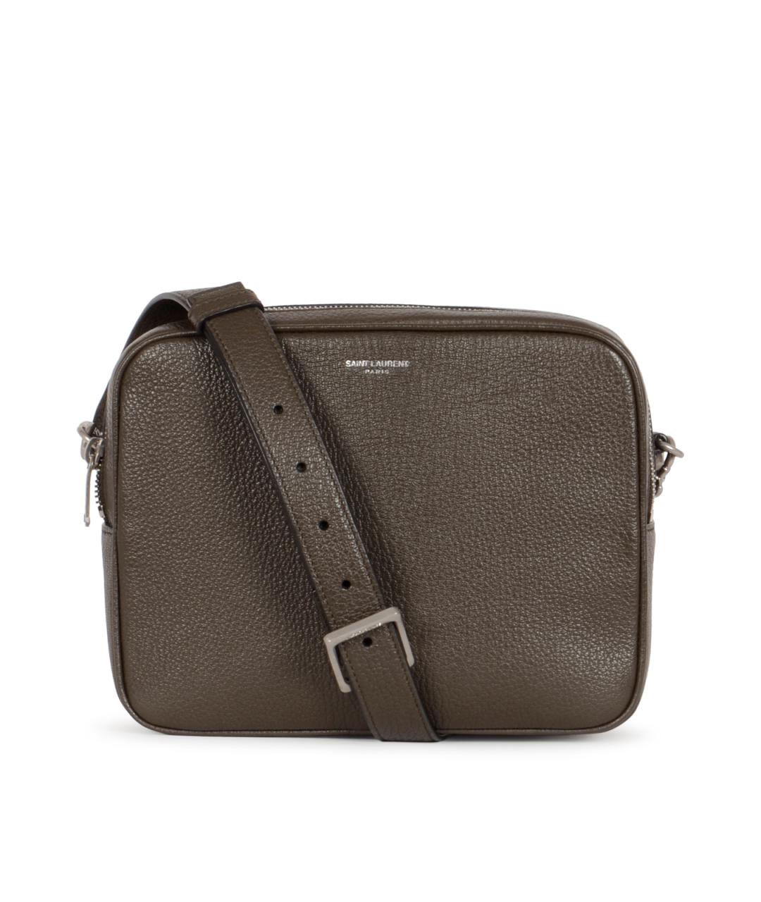 SAINT LAURENT Коричневая кожаная сумка на плечо, фото 1