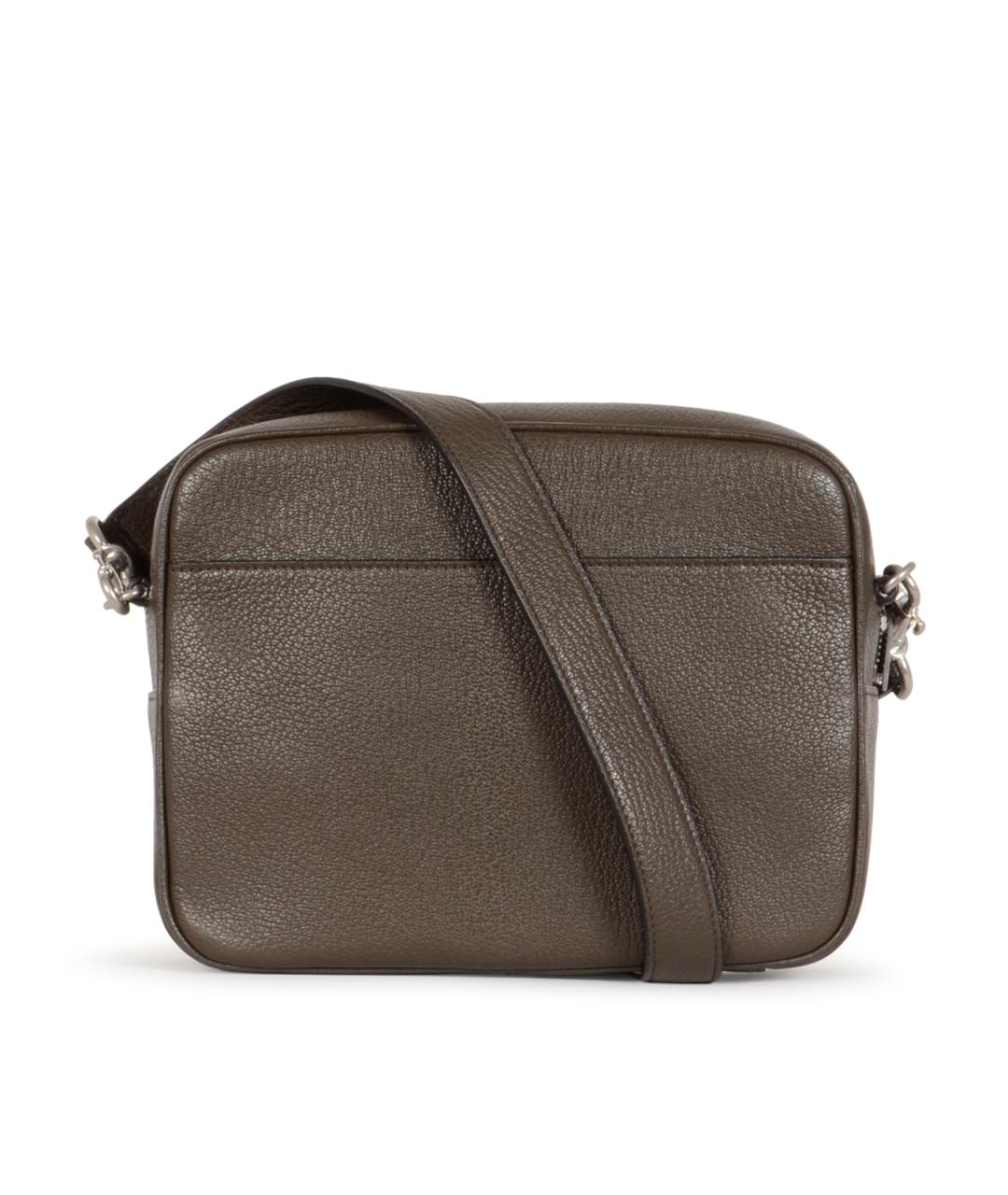 SAINT LAURENT Коричневая кожаная сумка на плечо, фото 3