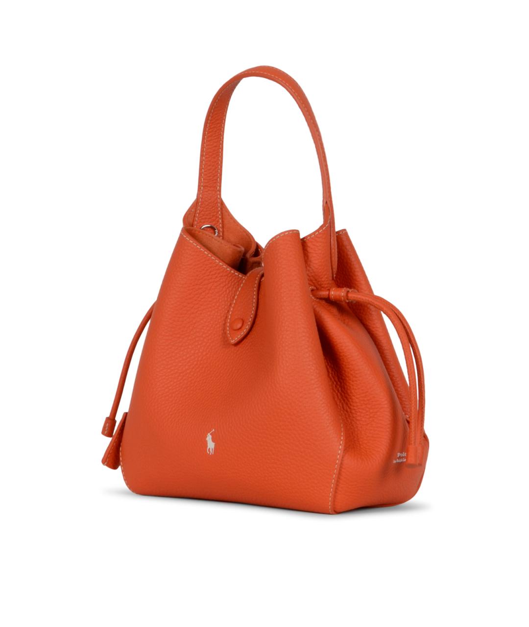 POLO RALPH LAUREN Оранжевая кожаная сумка с короткими ручками, фото 2