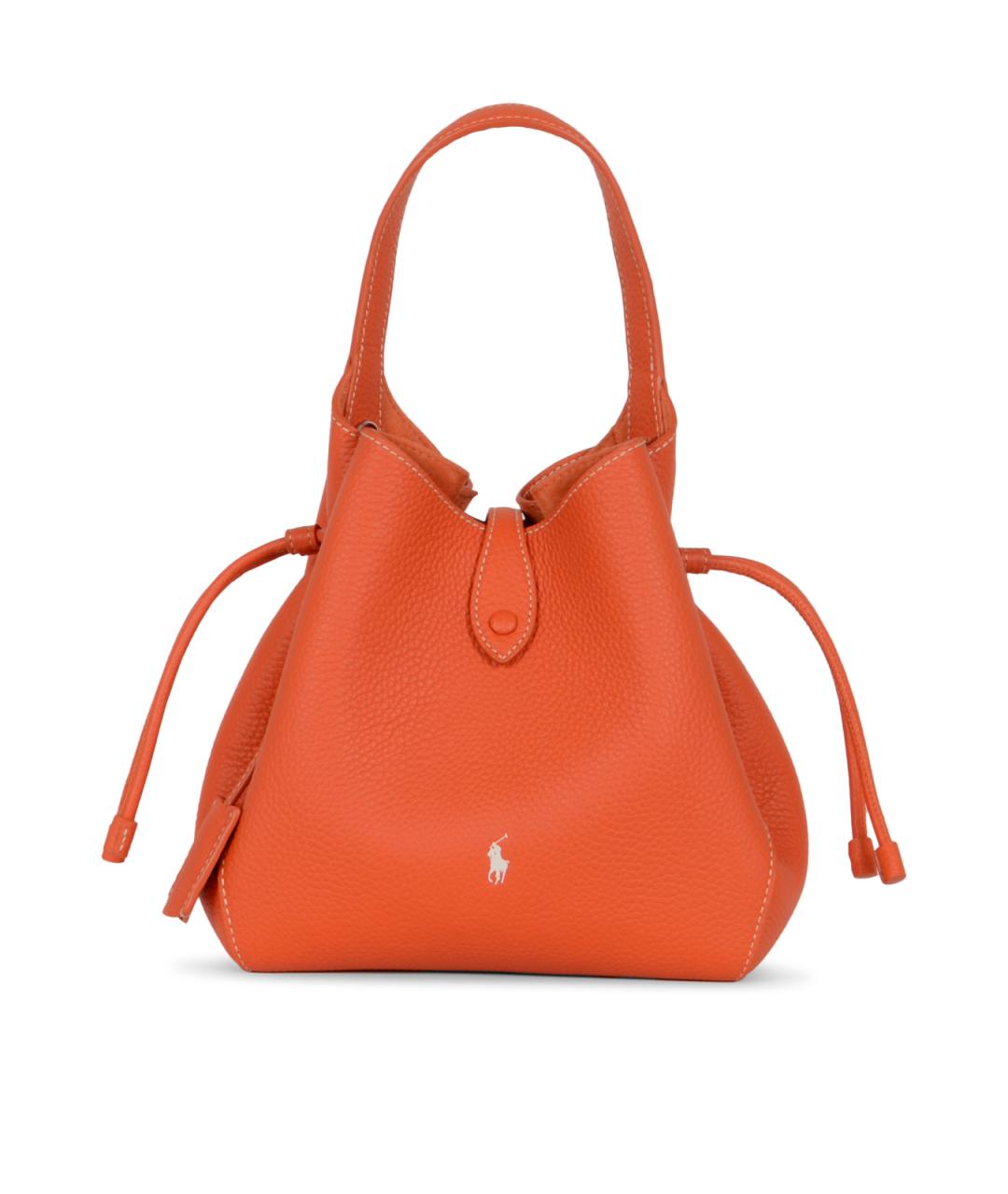 POLO RALPH LAUREN Оранжевая кожаная сумка с короткими ручками, фото 1