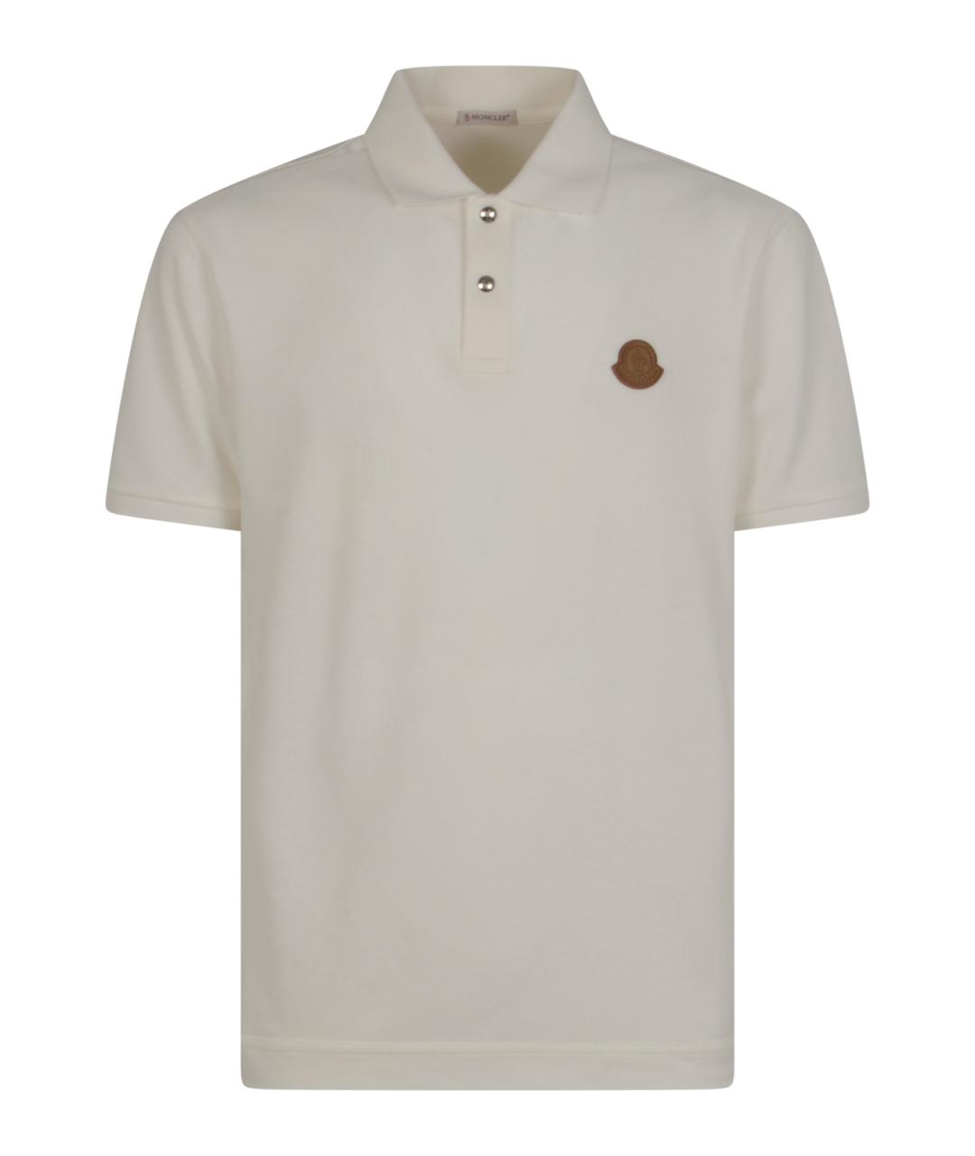 MONCLER Белое хлопковое поло с коротким рукавом, фото 1
