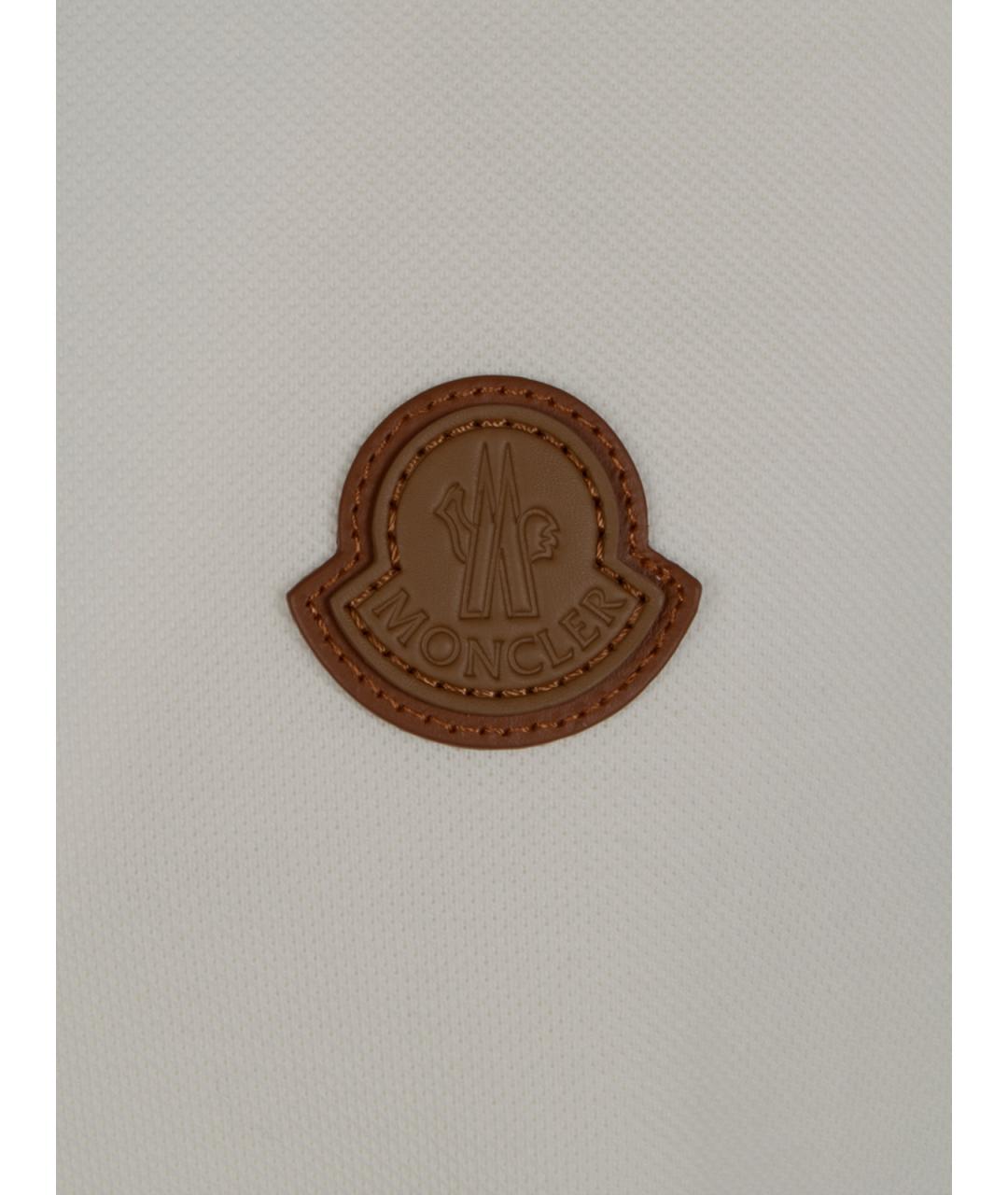 MONCLER Белое хлопковое поло с коротким рукавом, фото 3