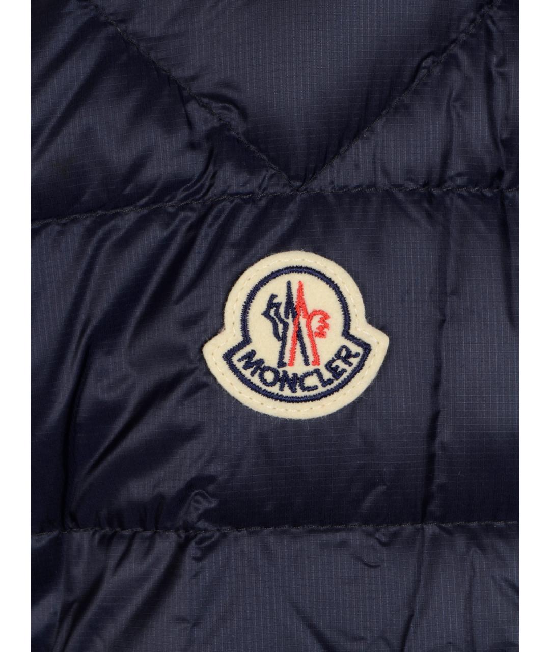 MONCLER Темно-синий синтетический пуховик, фото 3