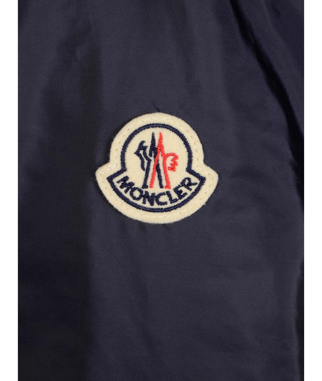 MONCLER Темно-синяя синтетическая куртка, фото 3