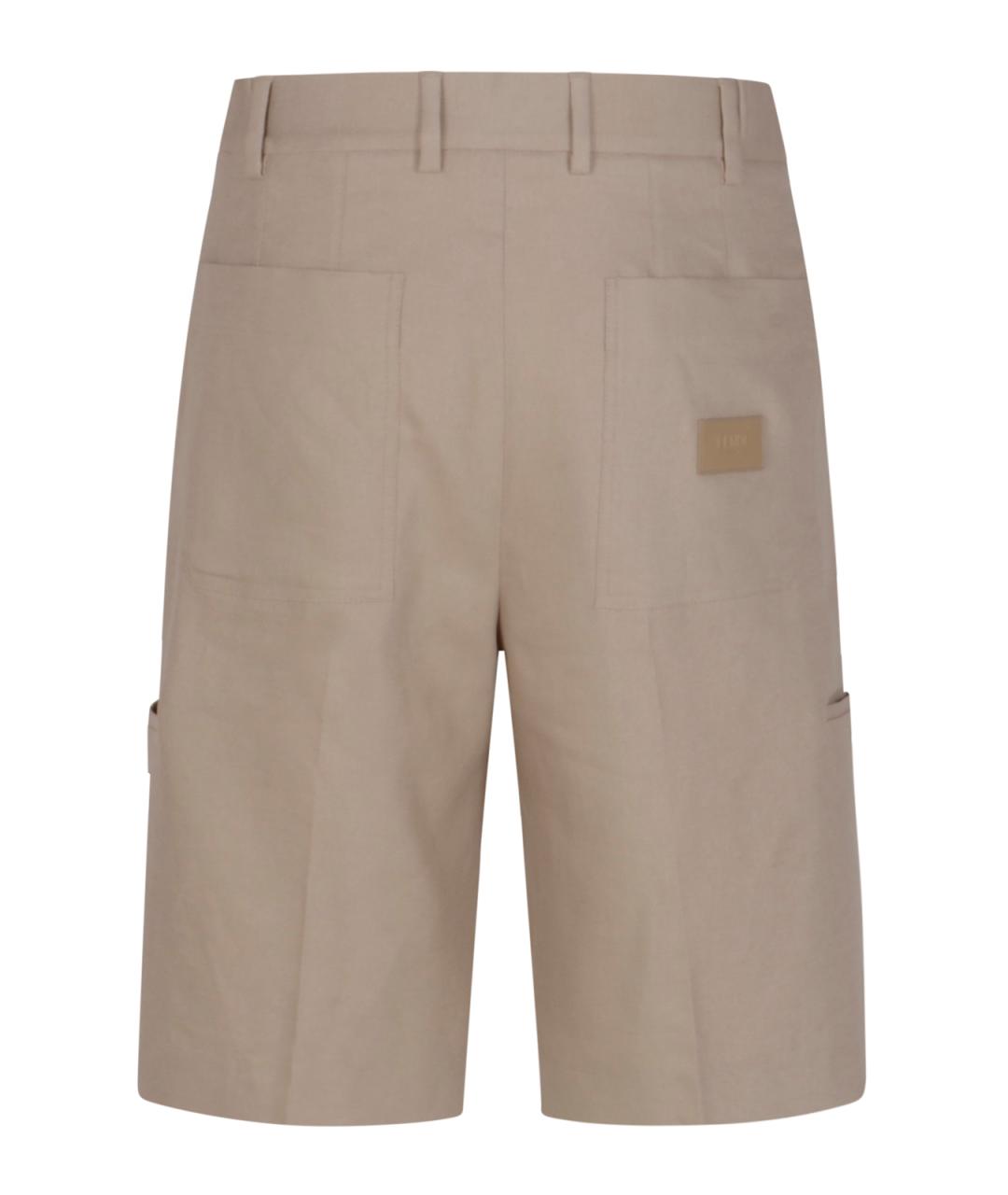 FENDI Бежевые хлопковые шорты, фото 2