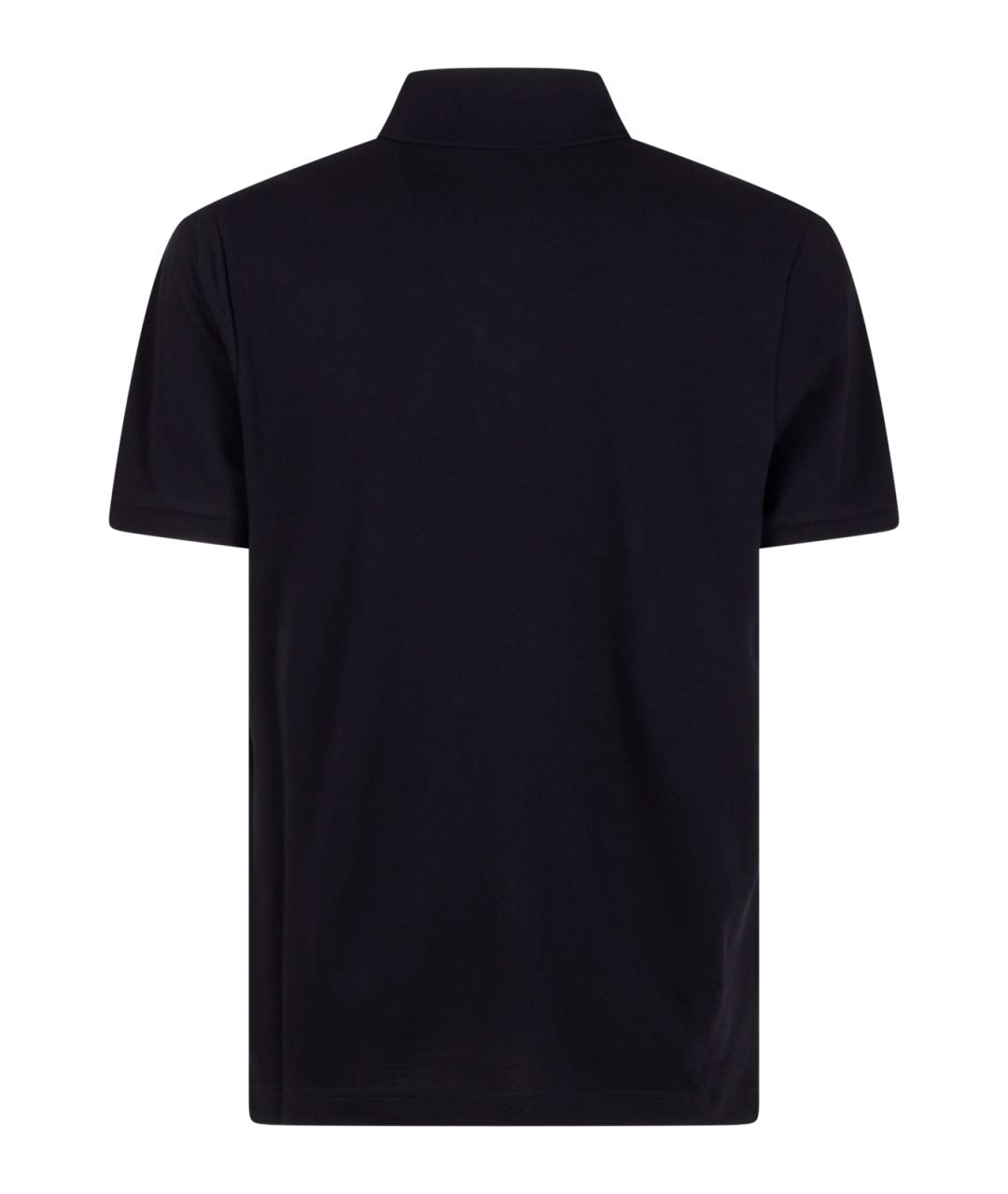 MONCLER Синее хлопковое поло с коротким рукавом, фото 2