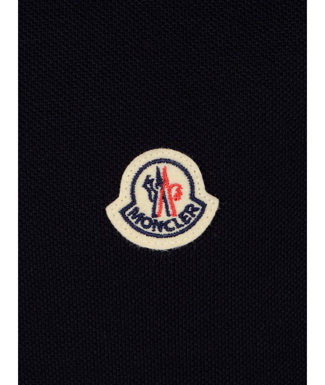 MONCLER Синее хлопковое поло с коротким рукавом, фото 3