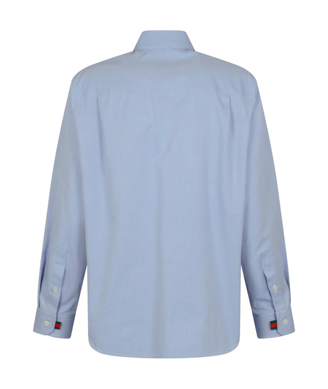 GUCCI Голубая хлопковая классическая рубашка, фото 2