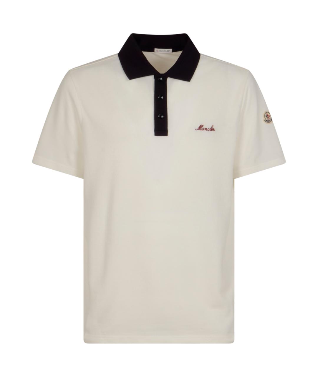 MONCLER Бежевое хлопковое поло с коротким рукавом, фото 1