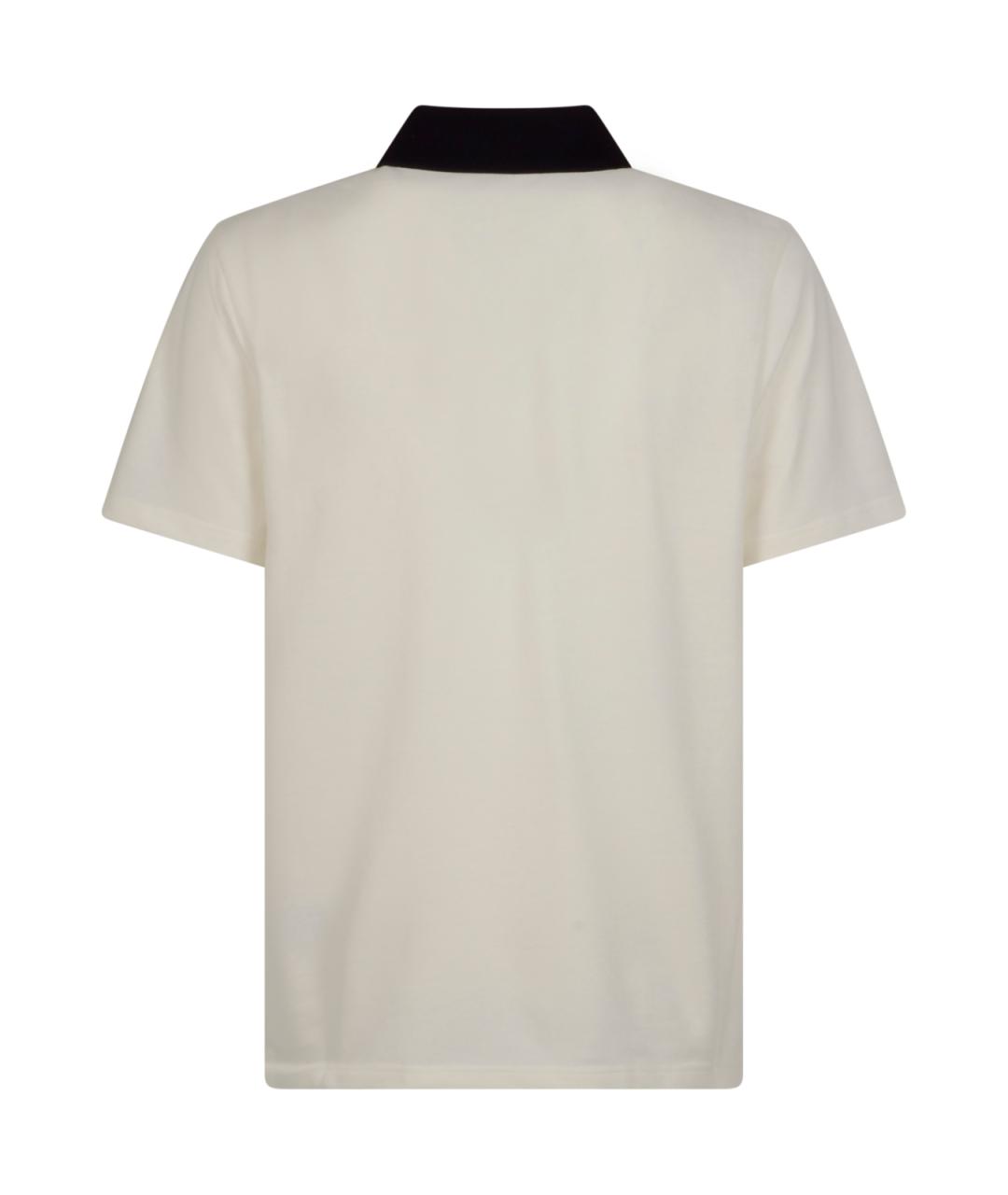 MONCLER Бежевое хлопковое поло с коротким рукавом, фото 2
