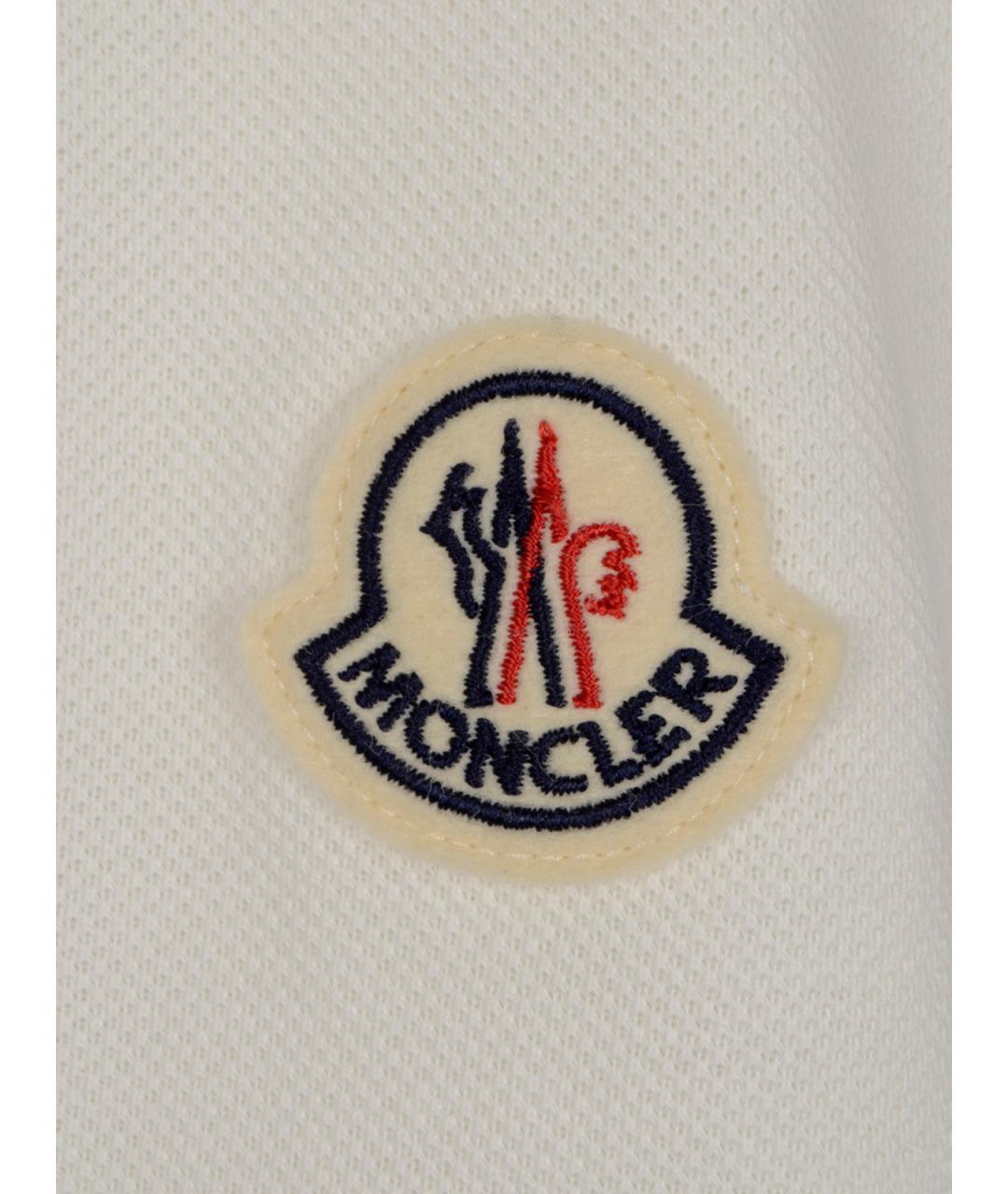 MONCLER Бежевое хлопковое поло с коротким рукавом, фото 3