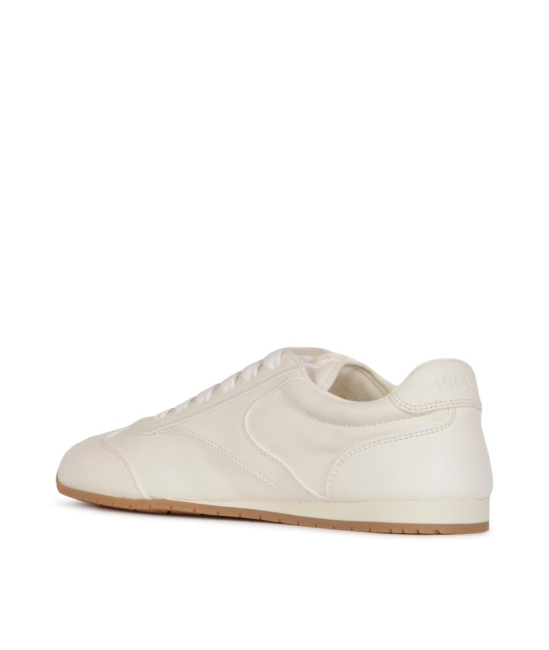 PRADA Бежевые кожаные кроссовки, фото 3