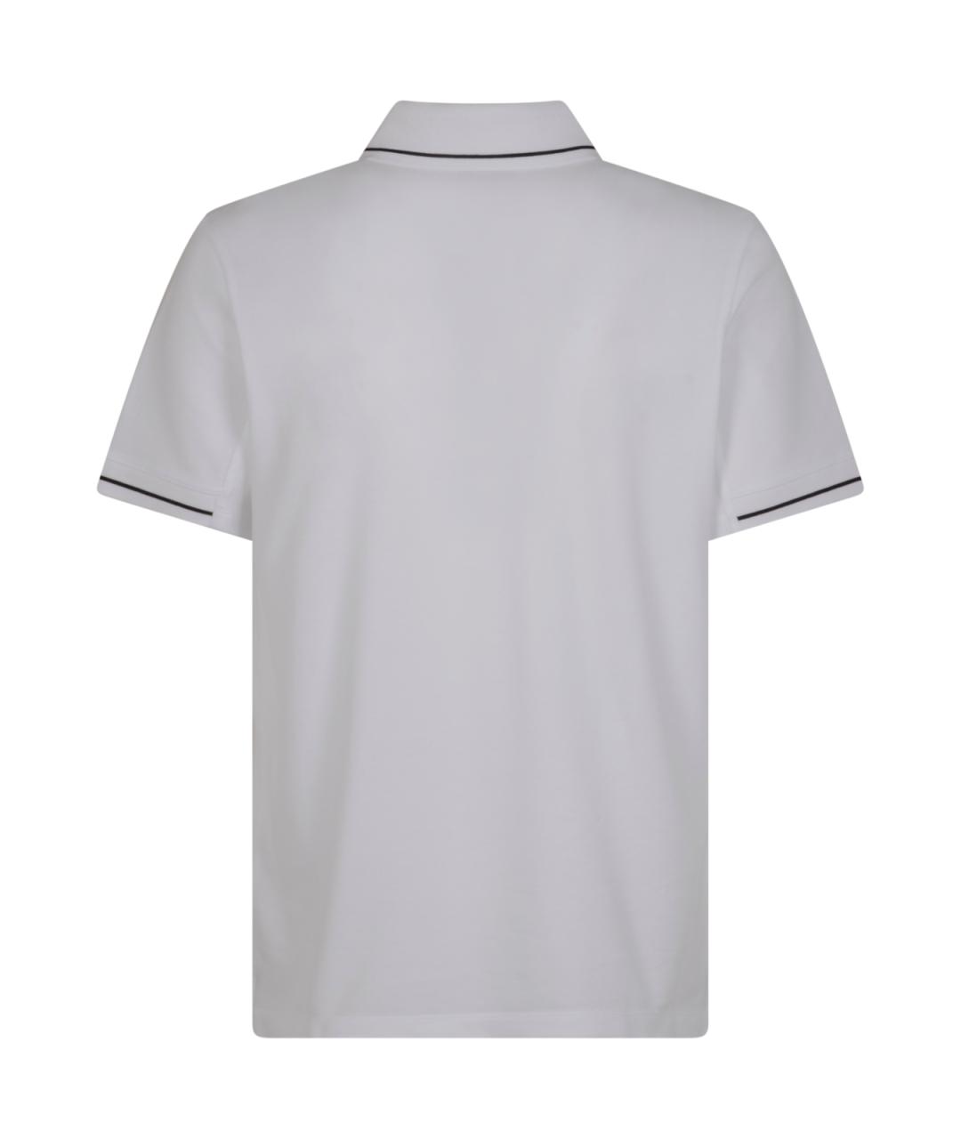 MONCLER Белое хлопковое поло с коротким рукавом, фото 2