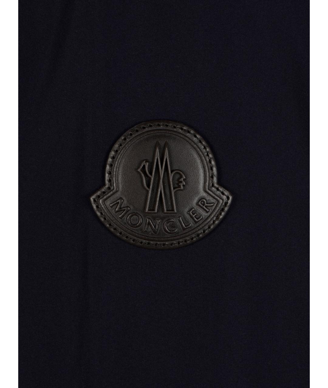 MONCLER Темно-синяя синтетическая куртка, фото 3