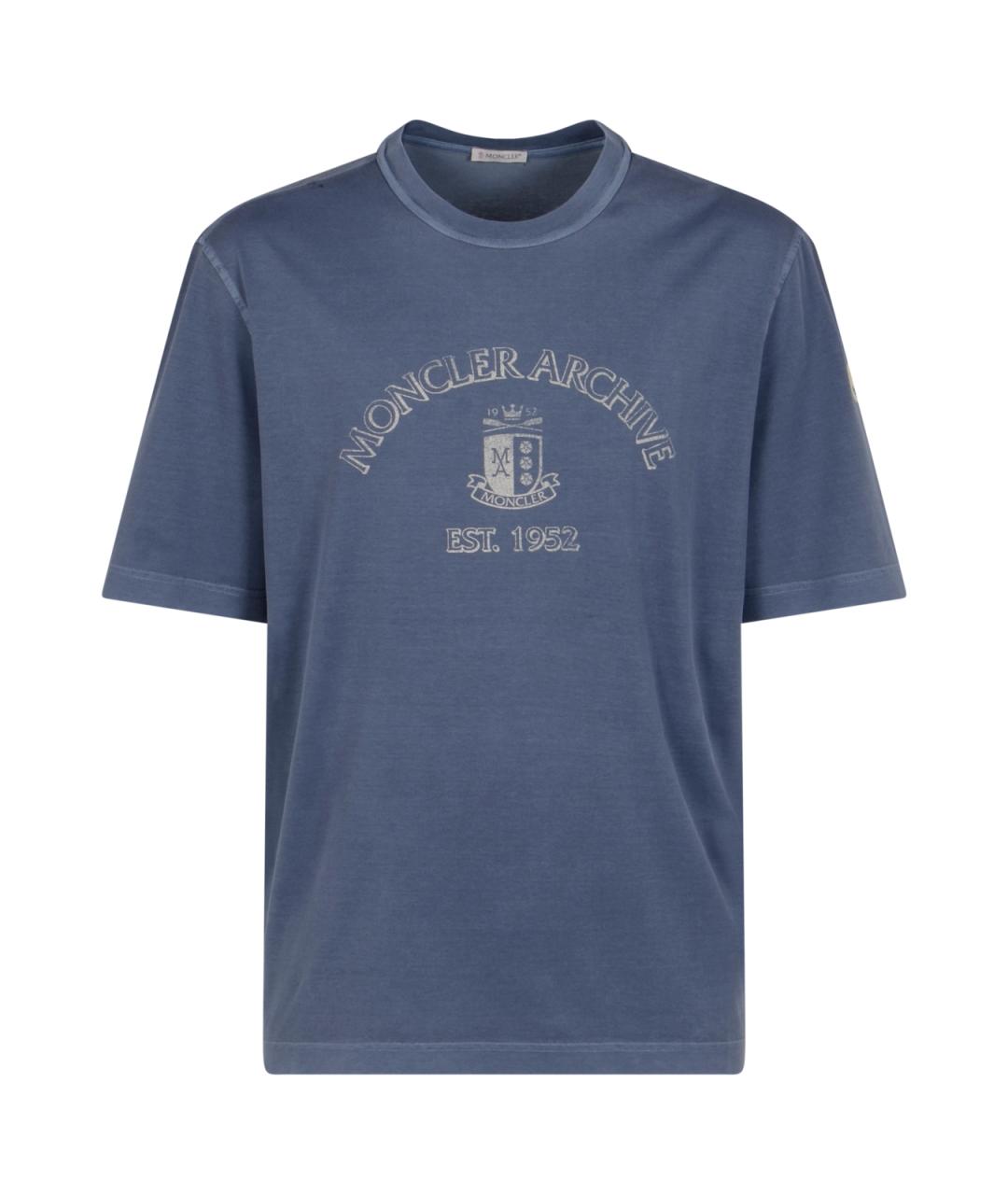 MONCLER Синяя хлопковая футболка, фото 1