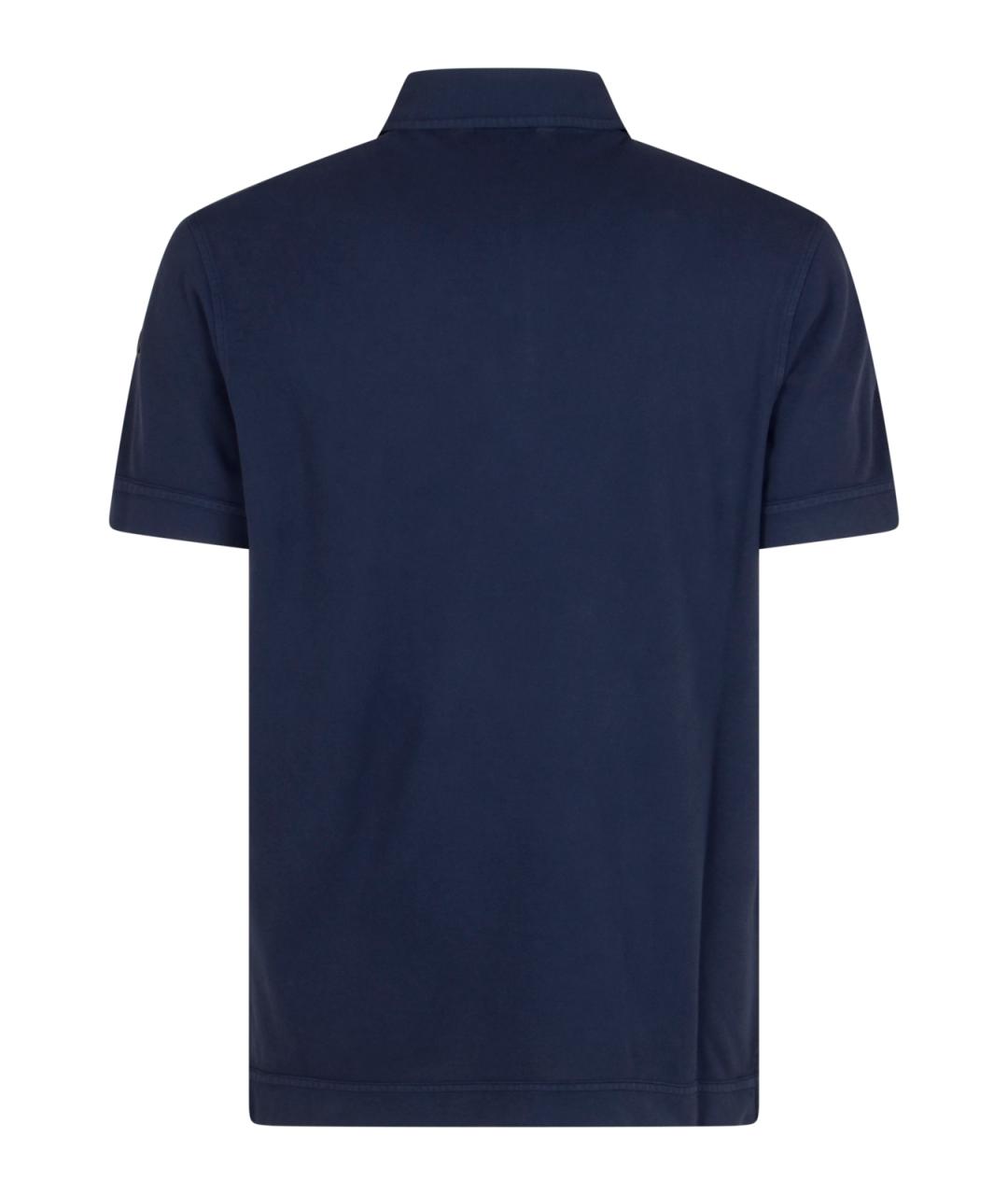 MONCLER Синее хлопковое поло с коротким рукавом, фото 2