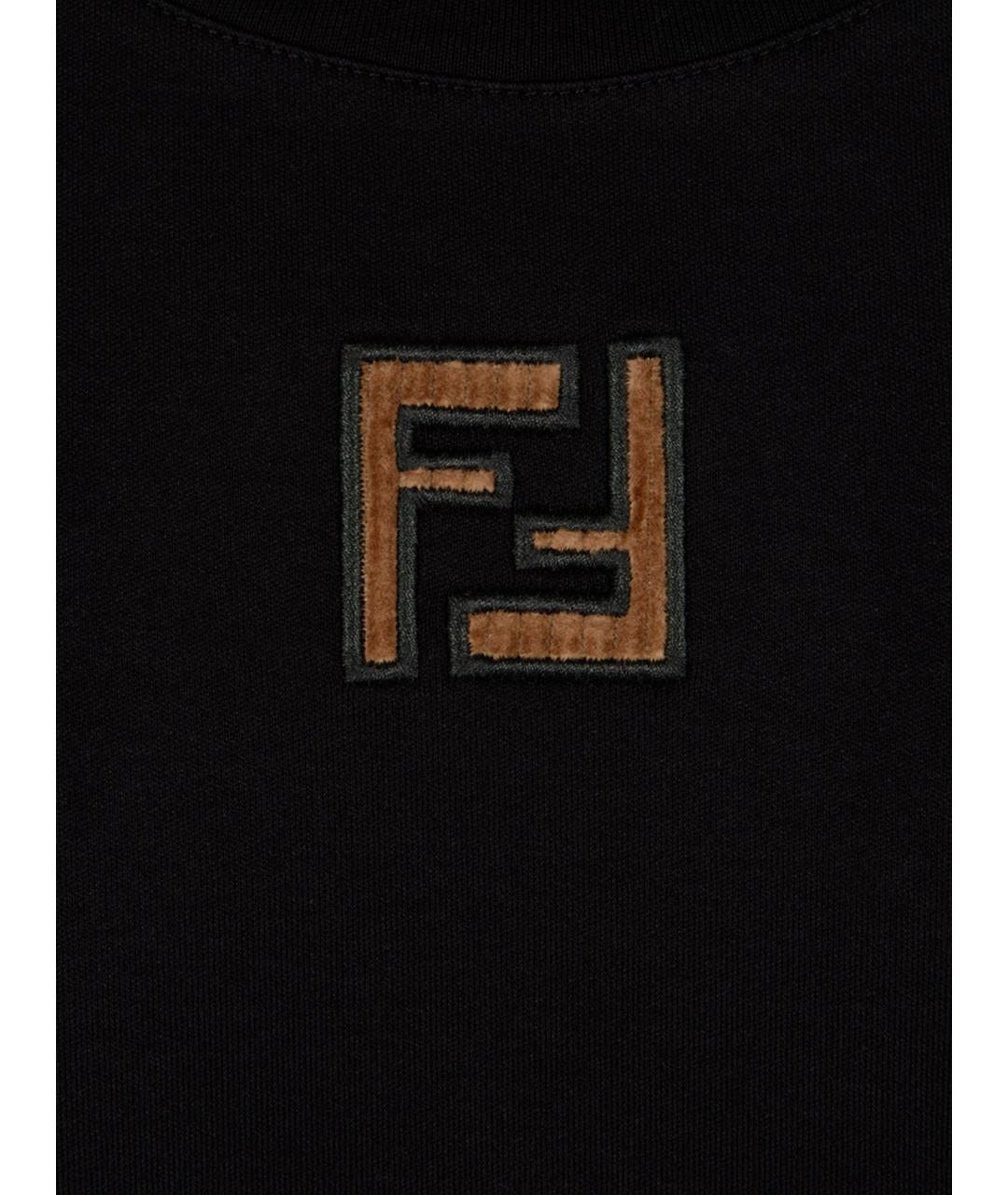 FENDI Черная хлопковая футболка, фото 3