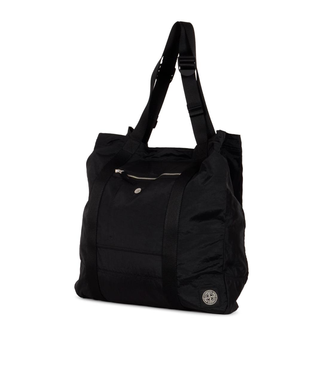STONE ISLAND Черная тканевая сумка тоут, фото 2