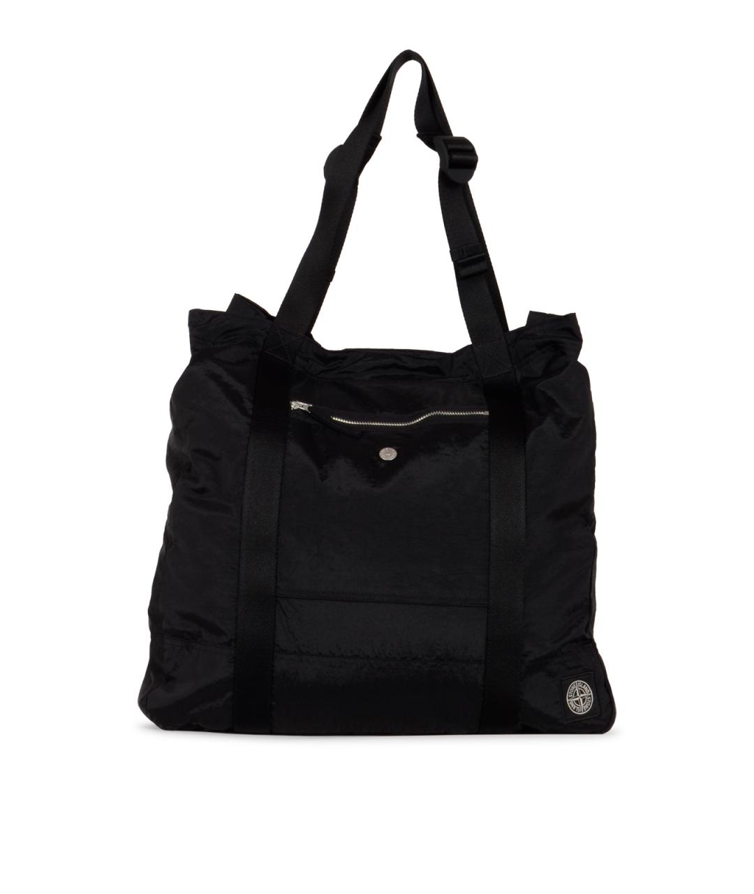 STONE ISLAND Черная тканевая сумка тоут, фото 1