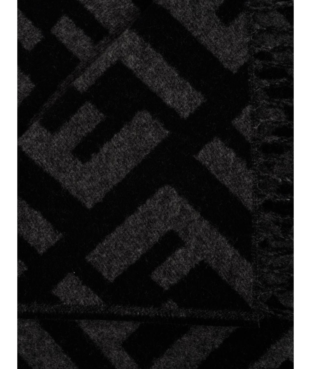 FENDI Черный шерстяной шарф, фото 4