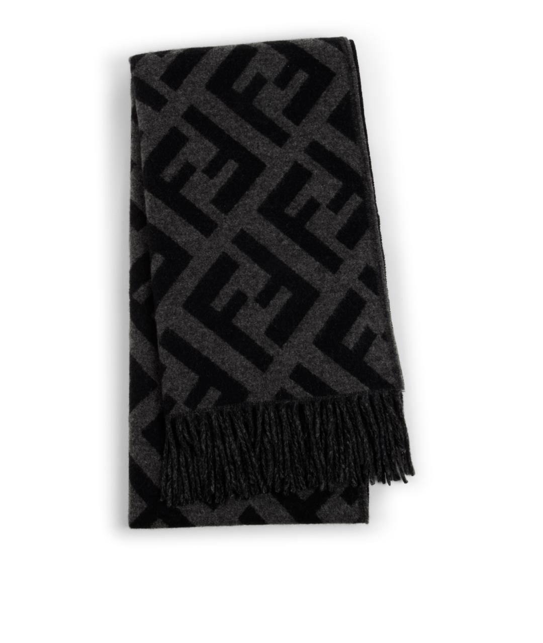 FENDI Черный шерстяной шарф, фото 1