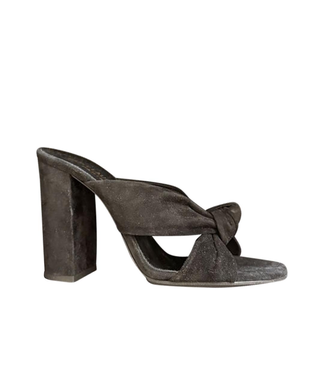 SAINT LAURENT Черные замшевые мюли, фото 1