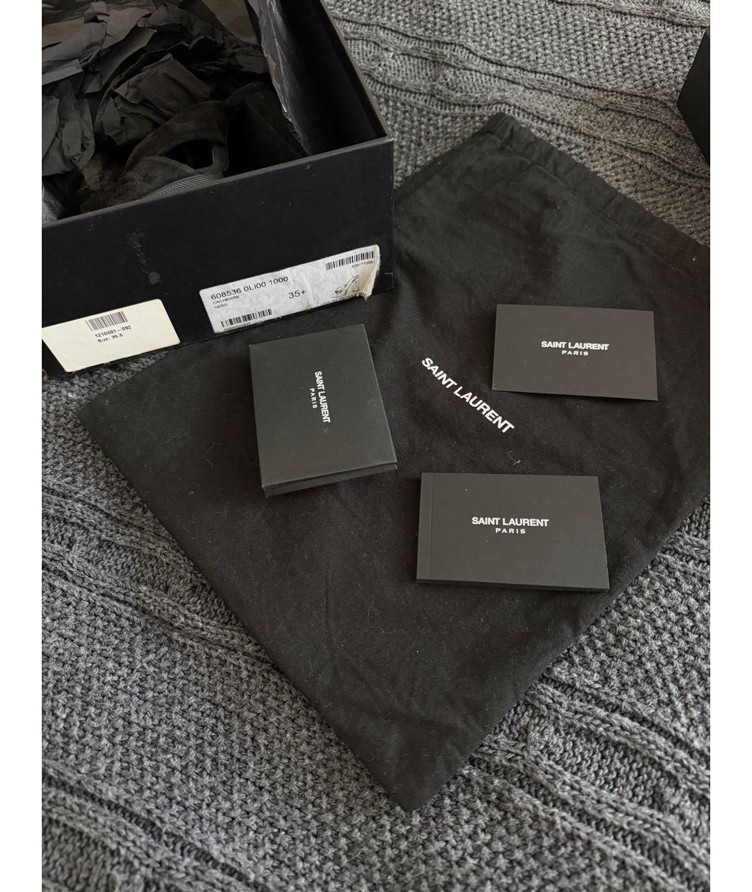 SAINT LAURENT Черные замшевые мюли, фото 6