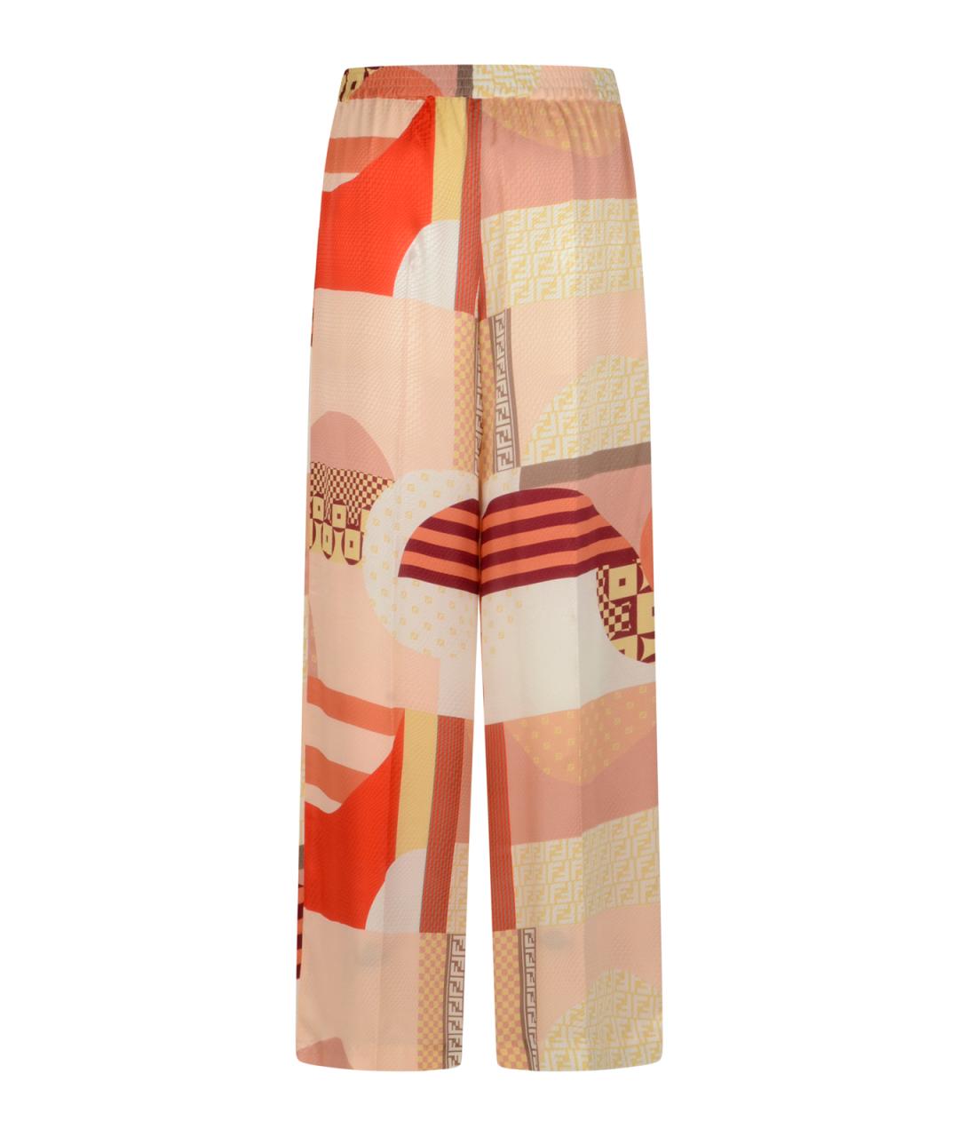 FENDI Мульти шелковые прямые брюки, фото 2