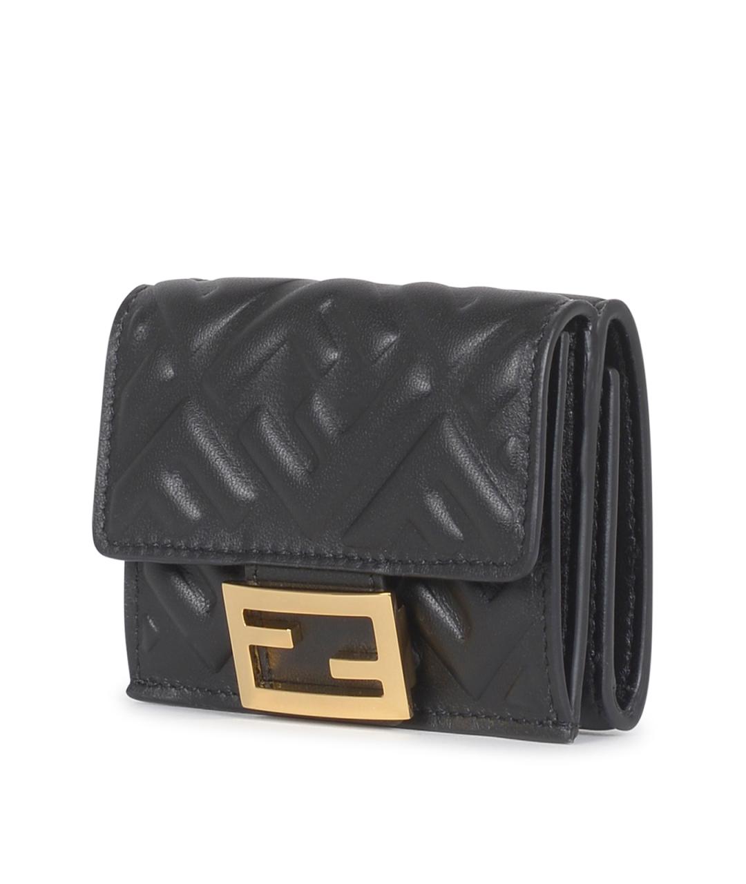 FENDI Черный кожаный кошелек, фото 2