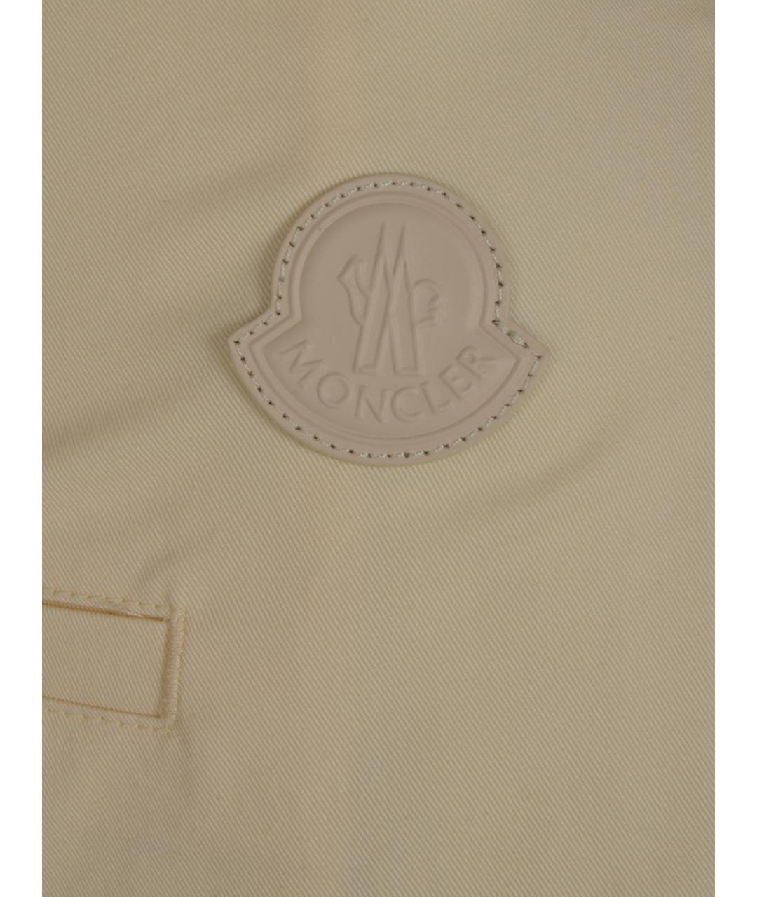 MONCLER Бежевые хлопковые прямые брюки, фото 3