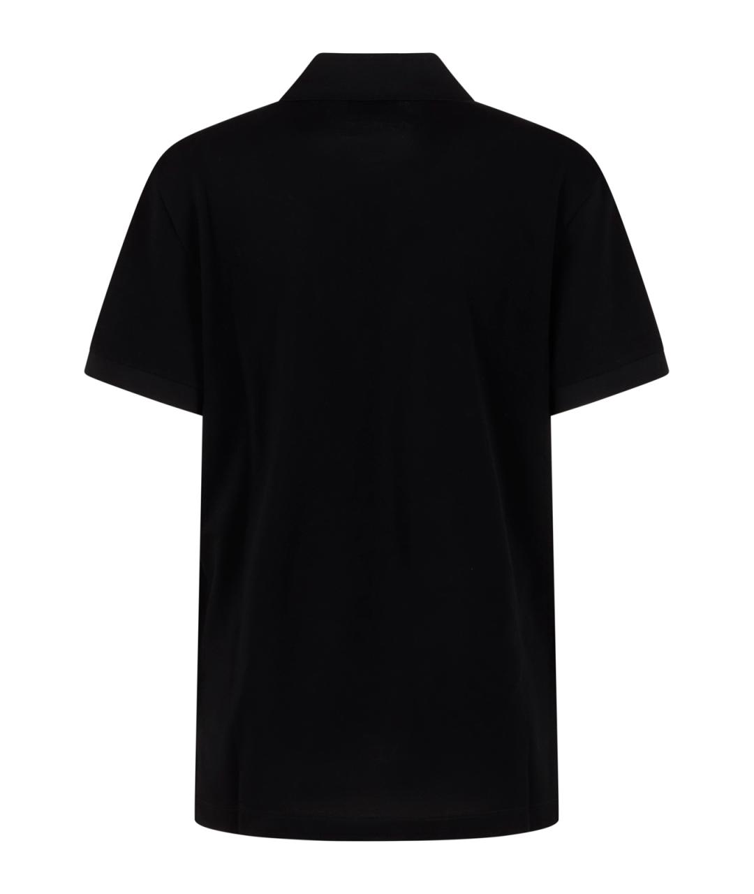 FENDI Черное хлопковое поло с коротким рукавом, фото 2