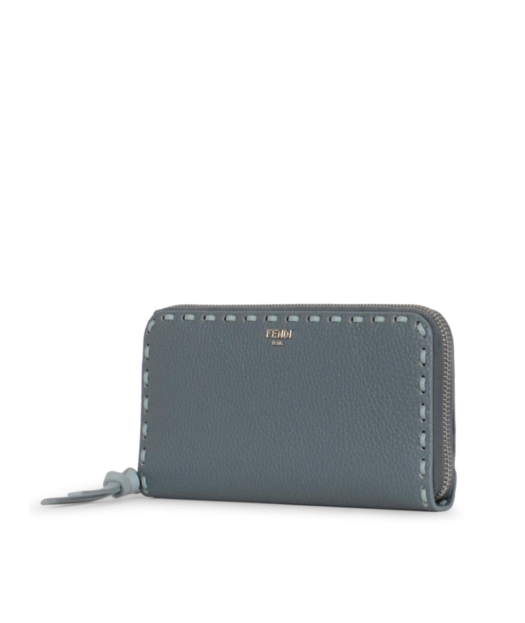 FENDI Голубой кожаный кошелек, фото 2
