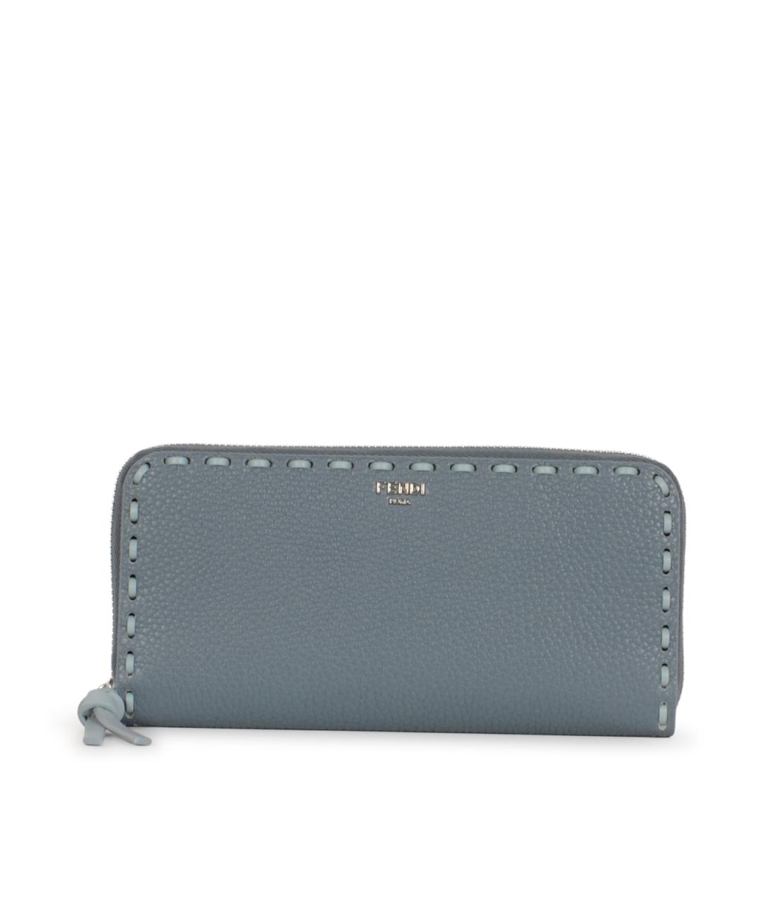 FENDI Голубой кожаный кошелек, фото 1
