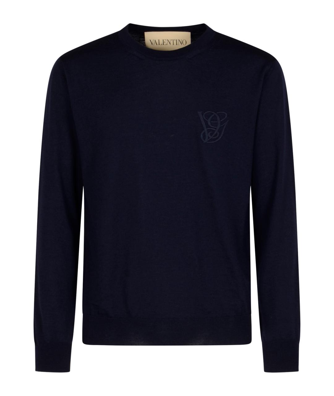 VALENTINO Темно-синий шерстяной джемпер / свитер, фото 1