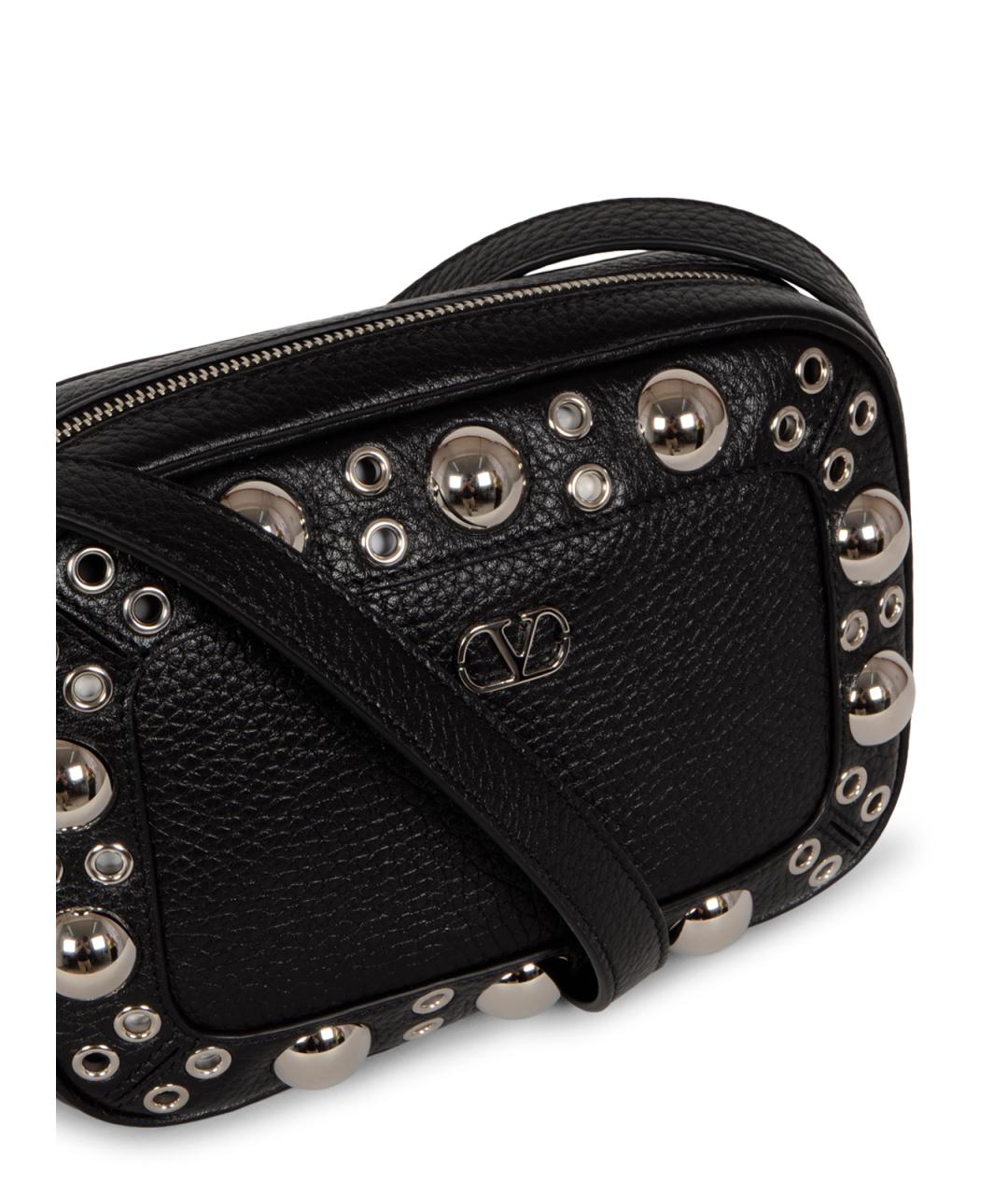 VALENTINO Черная кожаная сумка на плечо, фото 4