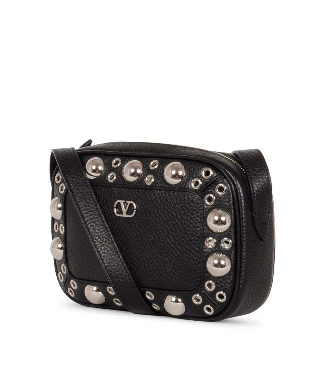 VALENTINO Черная кожаная сумка на плечо, фото 2