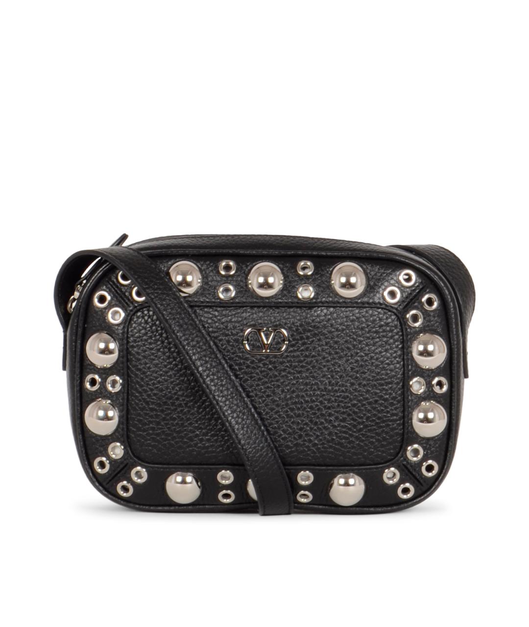 VALENTINO Черная кожаная сумка на плечо, фото 1