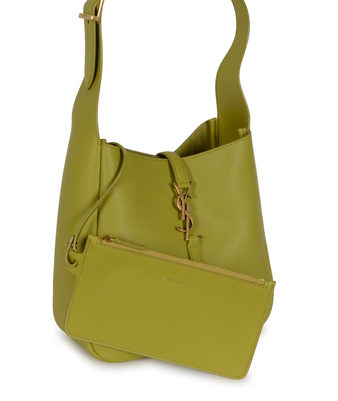 SAINT LAURENT Зеленая кожаная сумка через плечо, фото 4