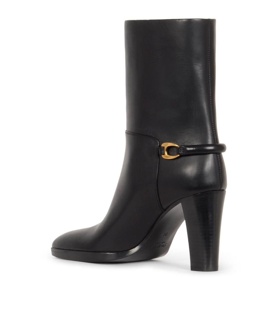 SAINT LAURENT Черные кожаные ботильоны, фото 3