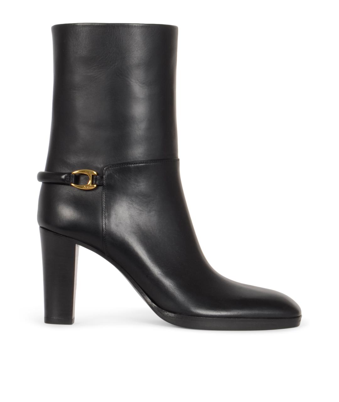 SAINT LAURENT Черные кожаные ботильоны, фото 1