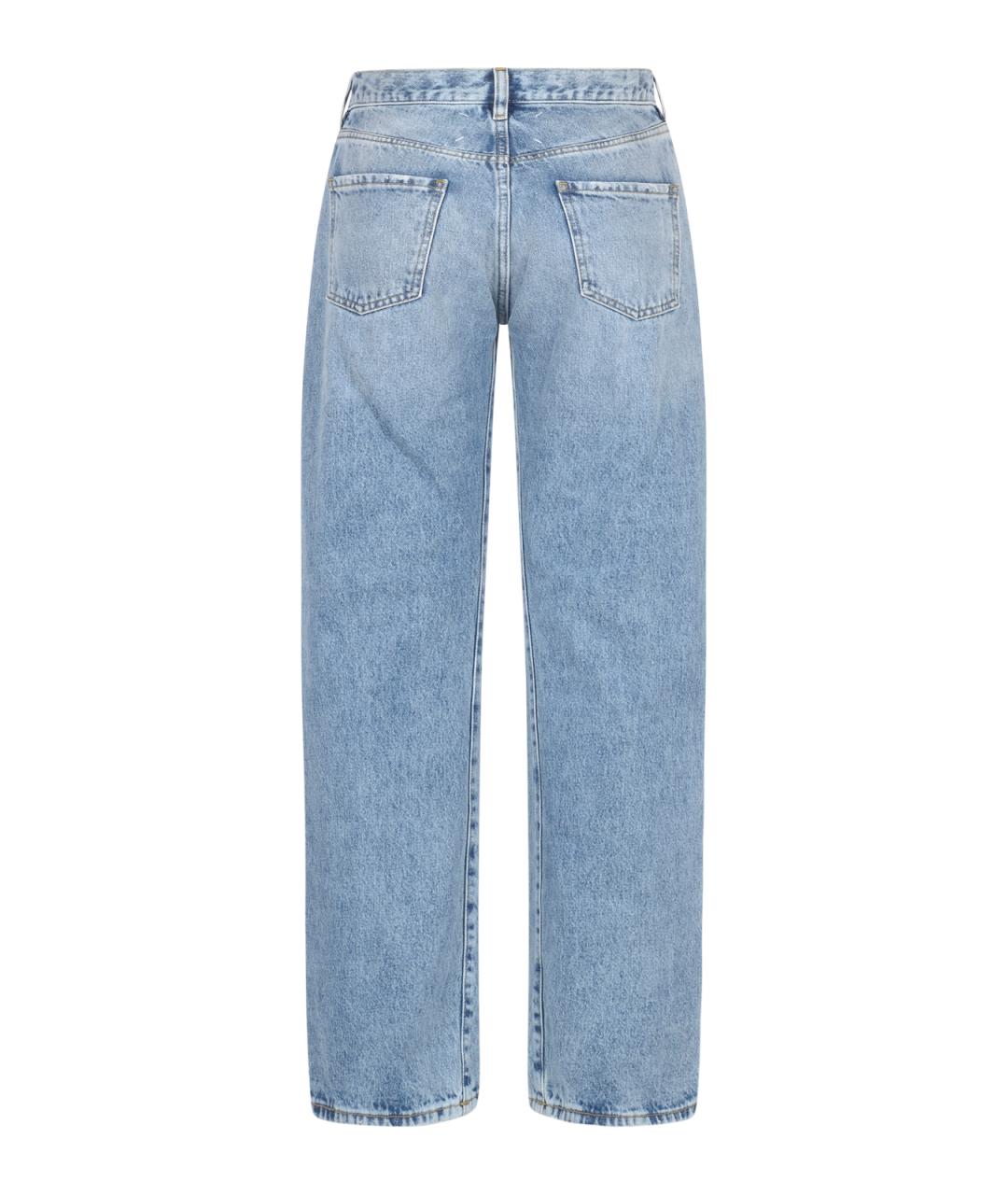 MAISON MARGIELA Голубые хлопковые прямые джинсы, фото 2