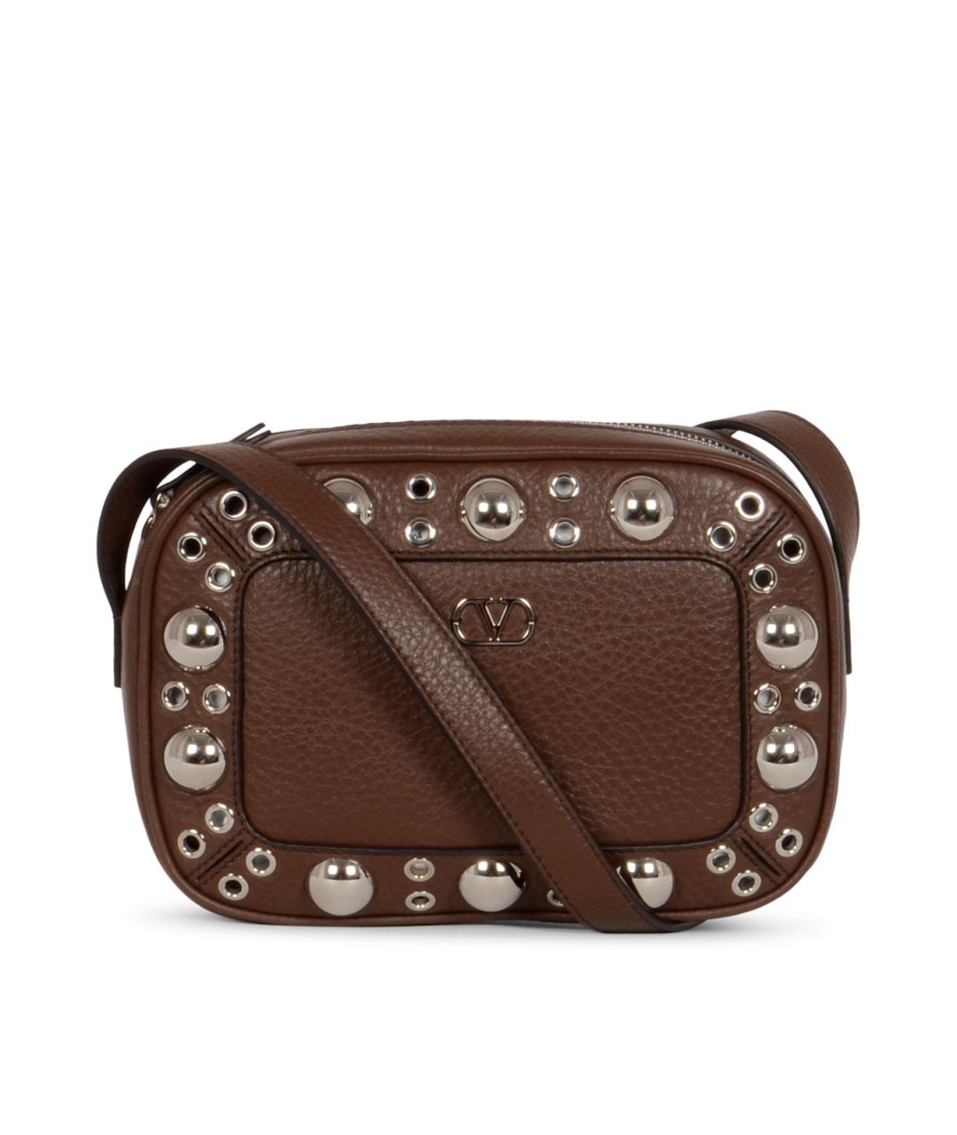 VALENTINO Коричневая кожаная сумка через плечо, фото 1