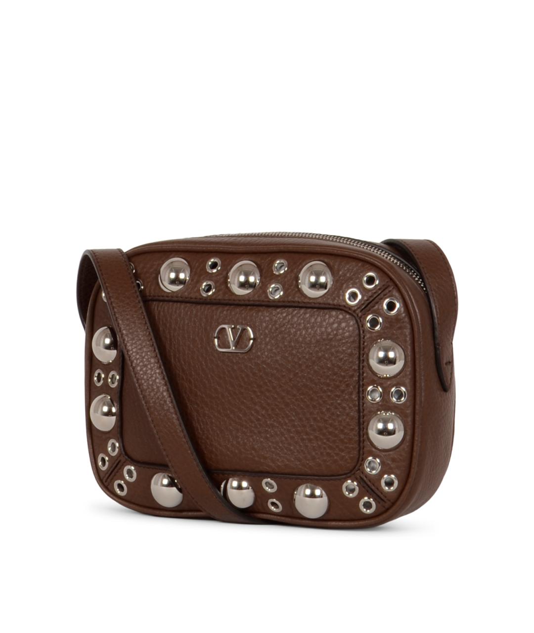 VALENTINO Коричневая кожаная сумка через плечо, фото 2