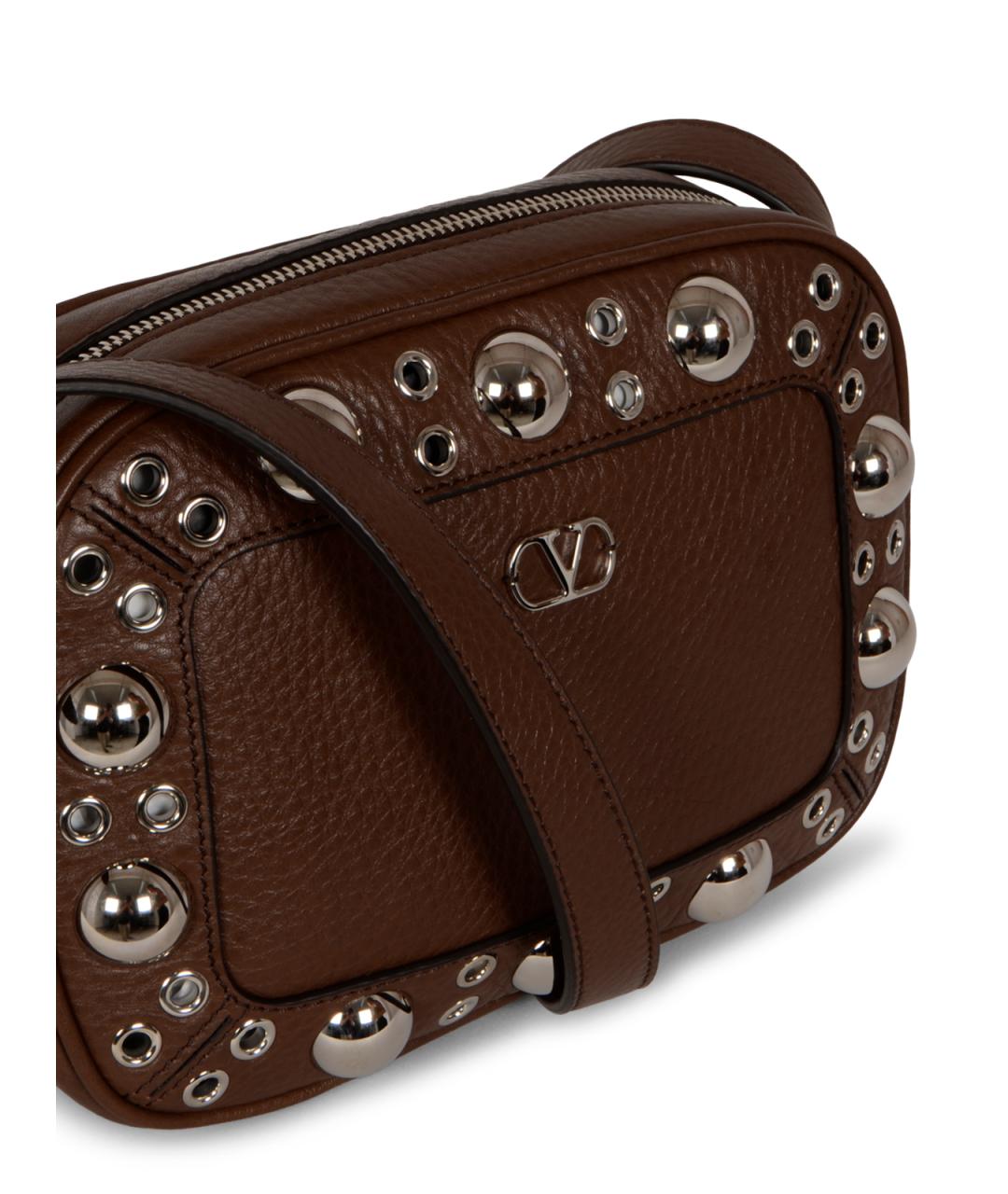 VALENTINO Коричневая кожаная сумка через плечо, фото 4
